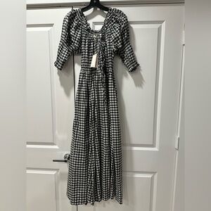 NWT Doen Ischia Dress in Noir Greta Gingham, size Large